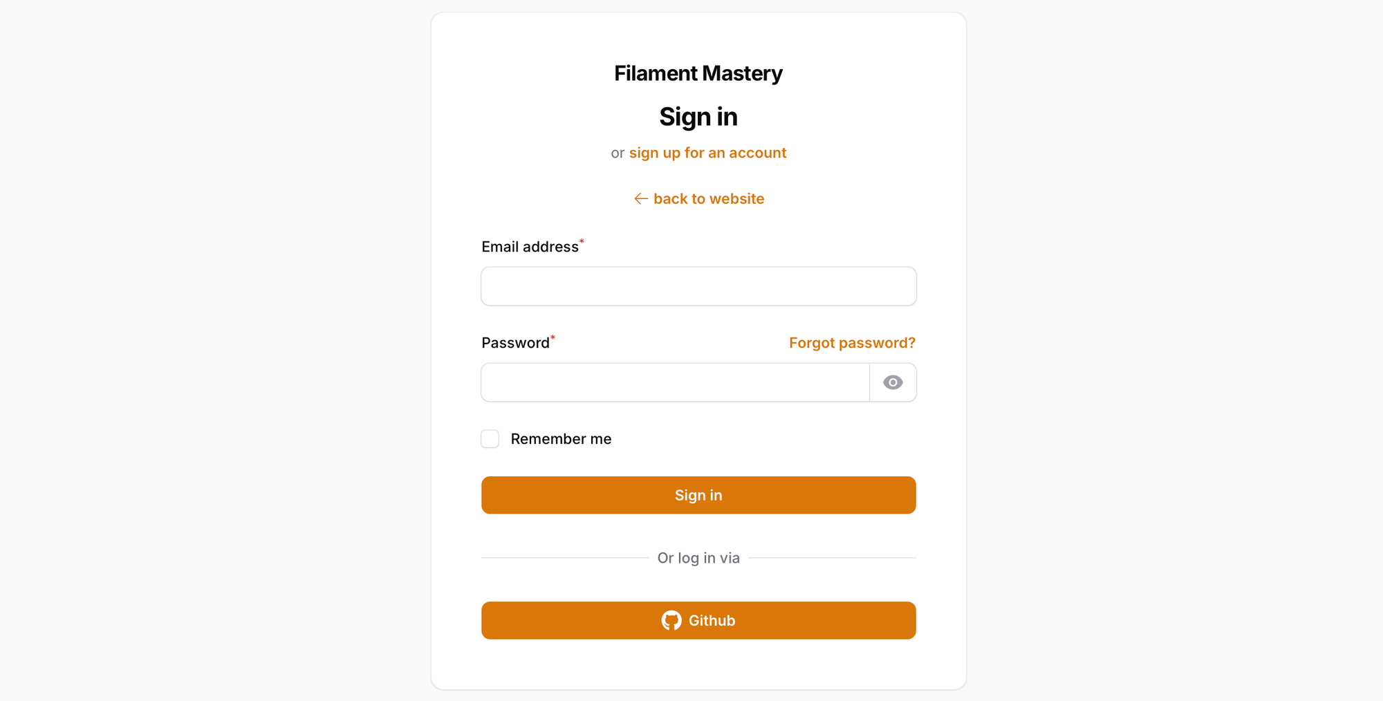 Filament Mastery - Filament Socialite Login with Github provider