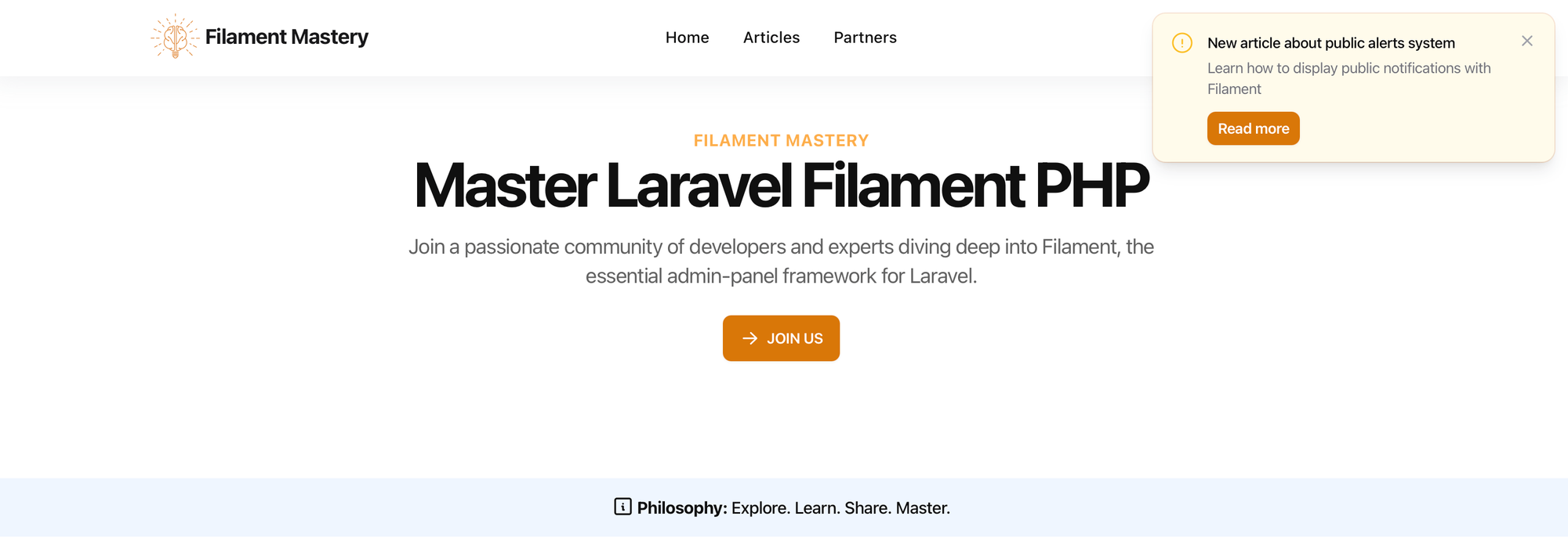 Filament Mastery Alert Notification Example