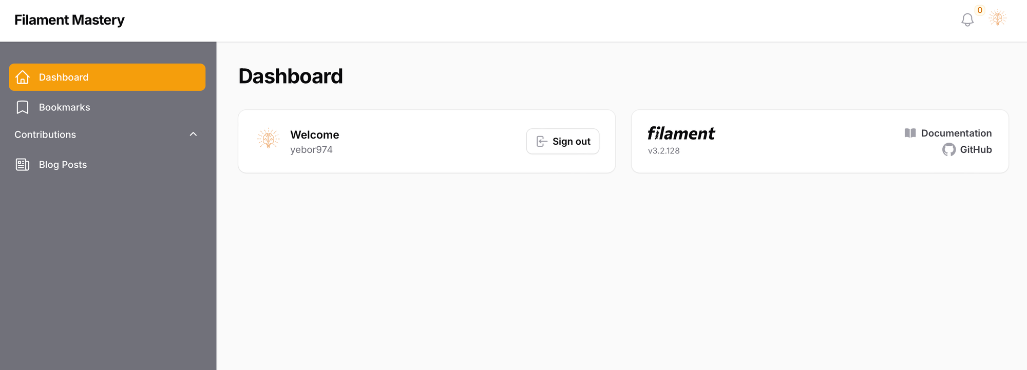 Filament Mastery Dashboard