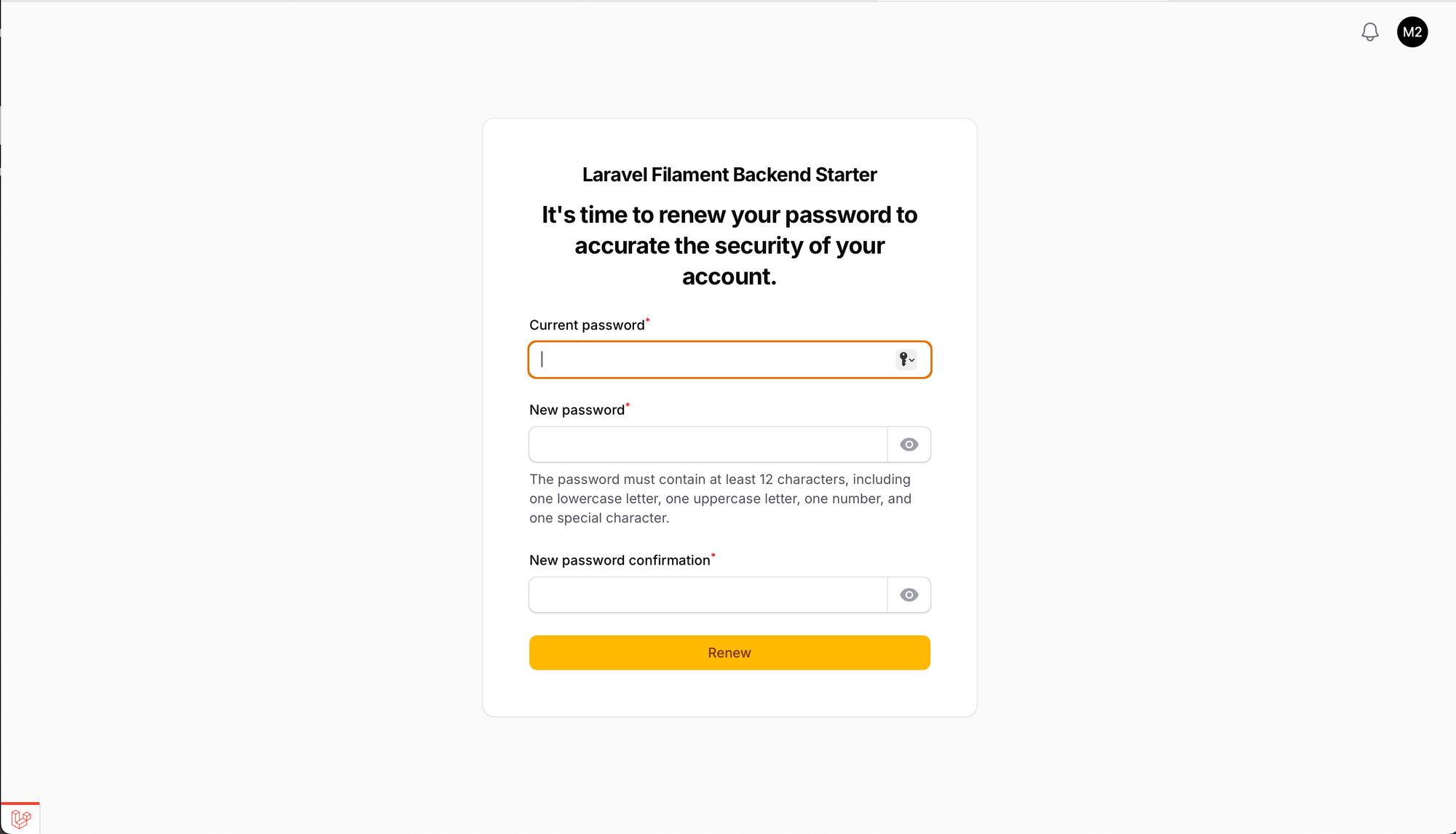 Password Reset Page on First Login in Laravel Filament Backend