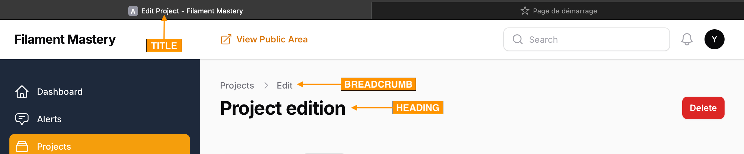 Filament - Title vs Heading / Breadcrumb
