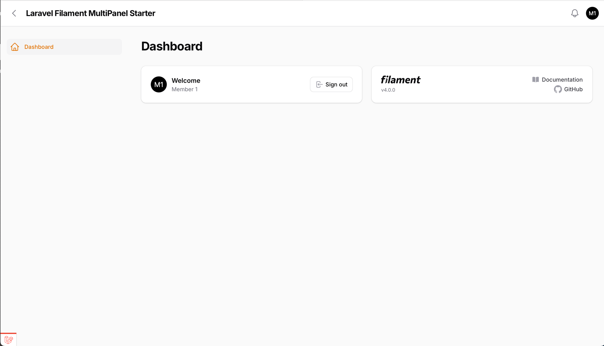 Laravel Filament Member Dashboard Overview