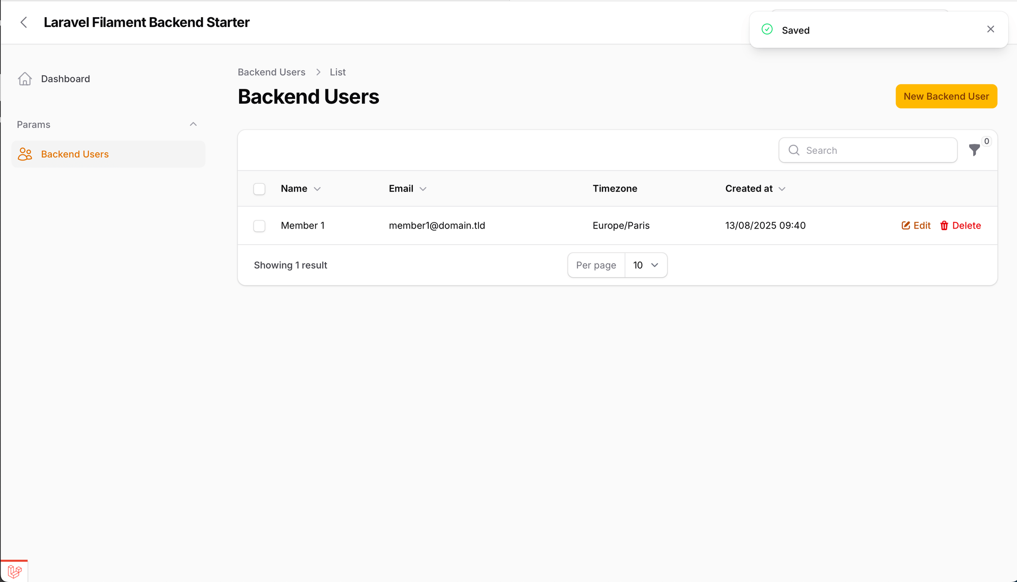 Backend Users Management List in Laravel Filament