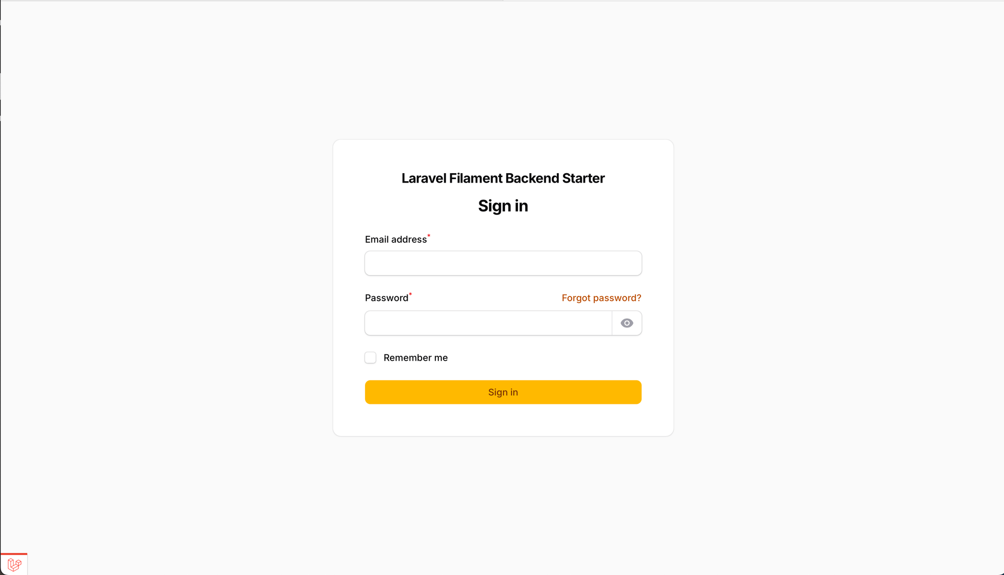Laravel Filament Backend Login Page – Secure Access