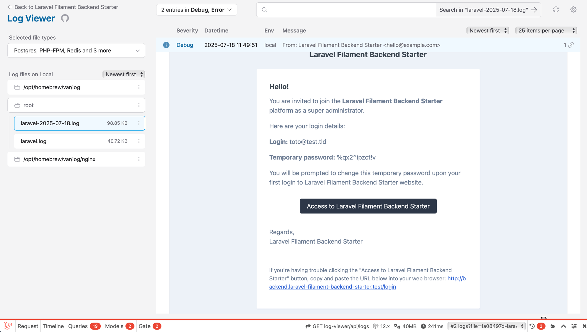 Email Invitation for Laravel Filament Backend Access