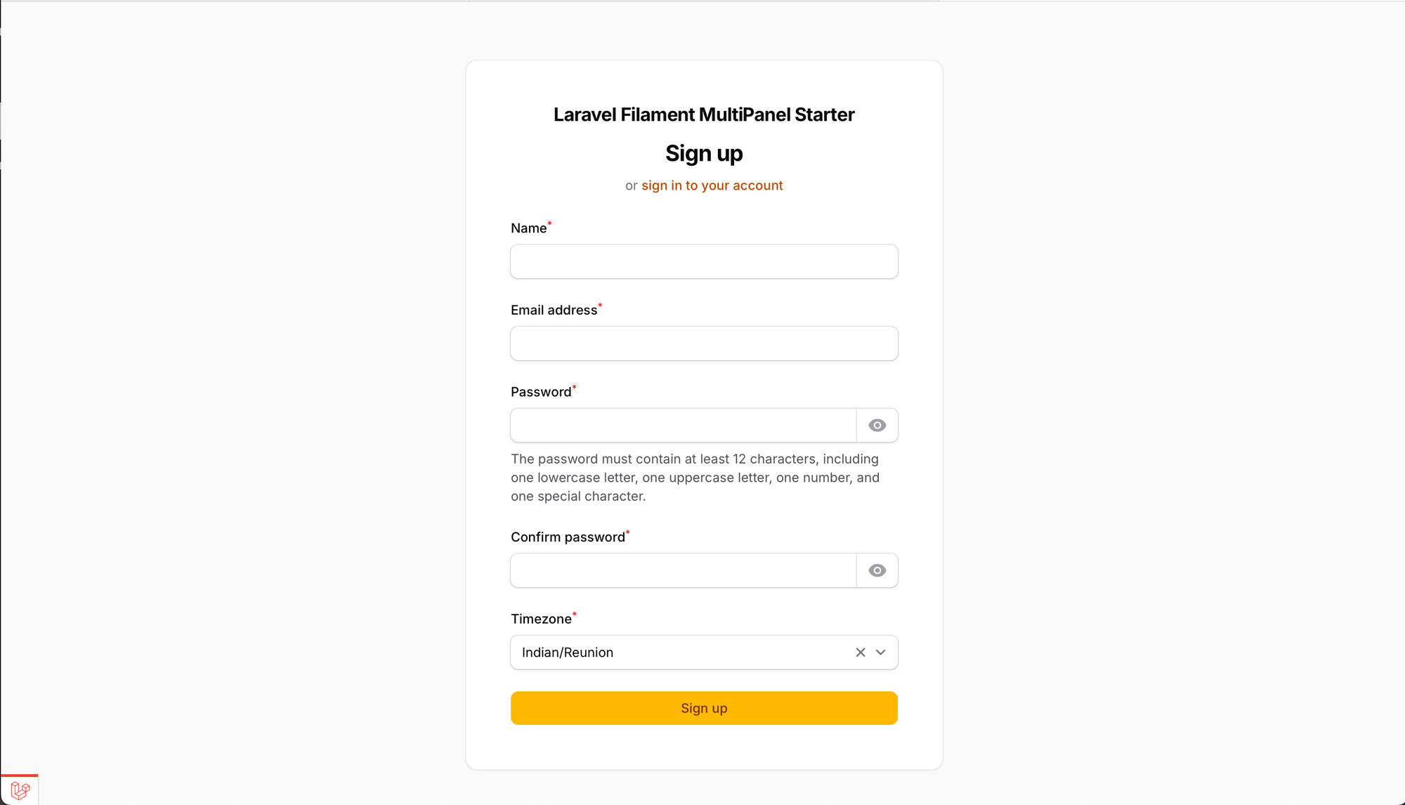 Laravel Filament Member Panel Registration