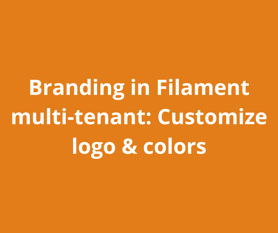 Branding in Filament multi-tenant: Customize logo & colors