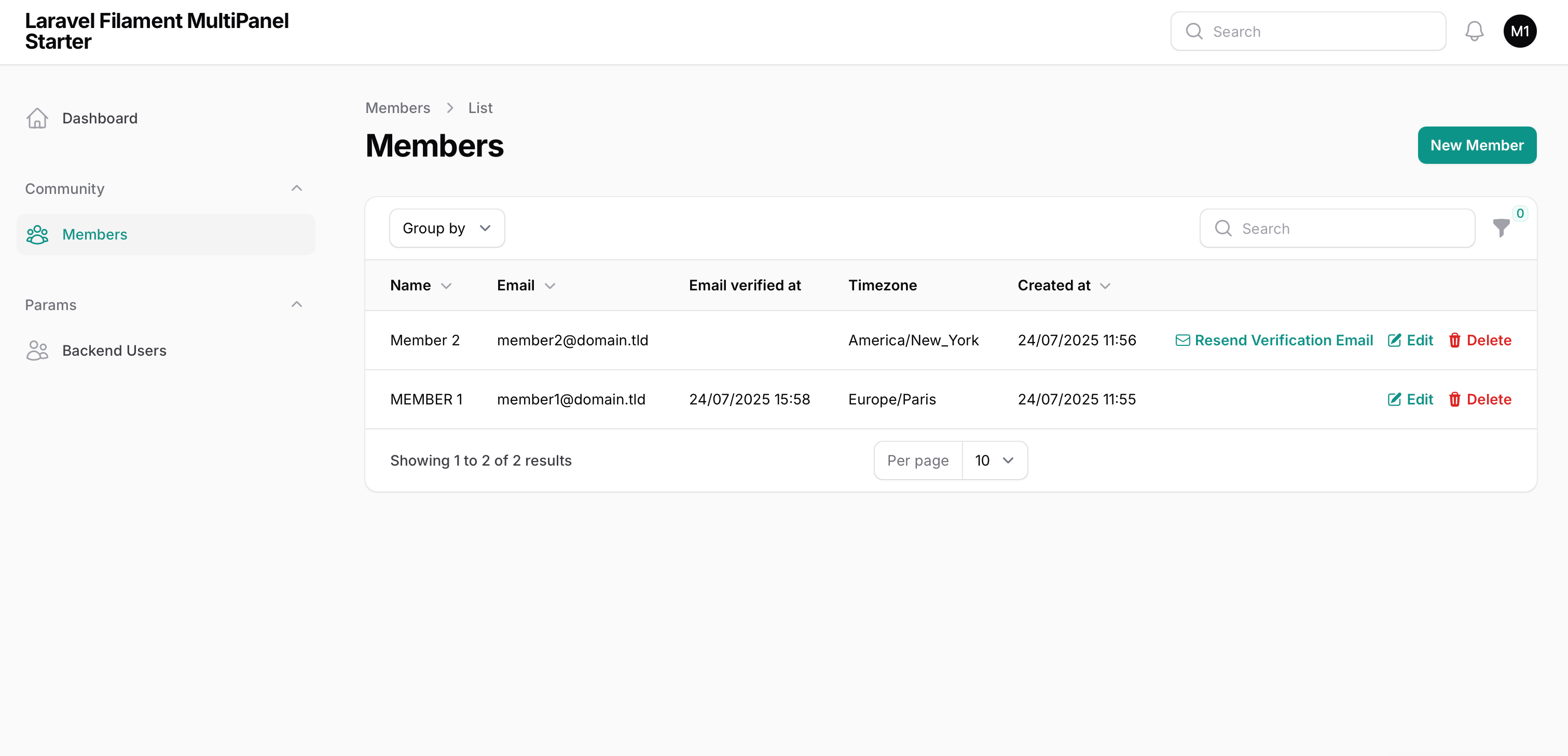 Members Management List in Laravel Filament