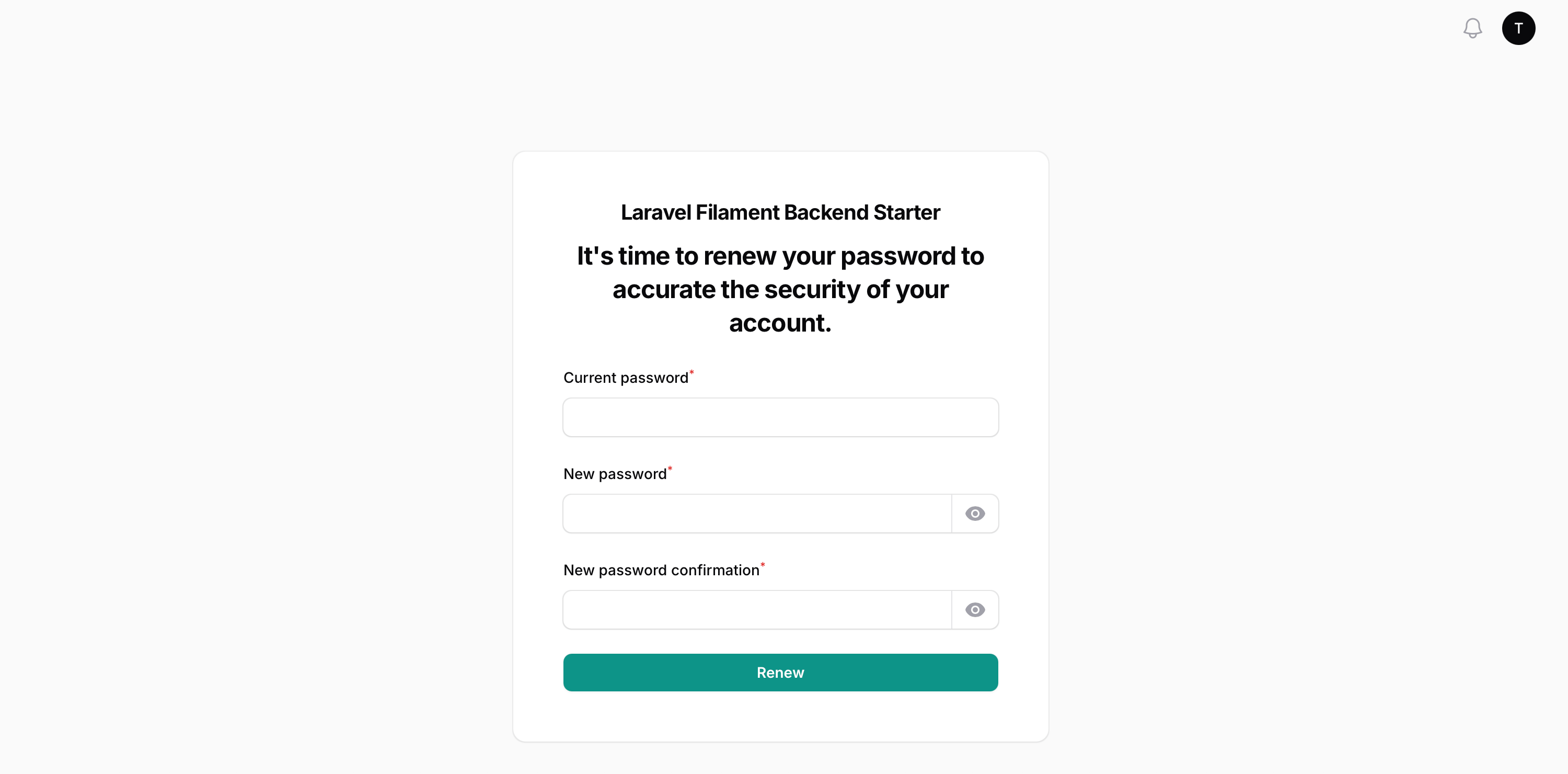 Password Reset Page on First Login in Laravel Filament Backend