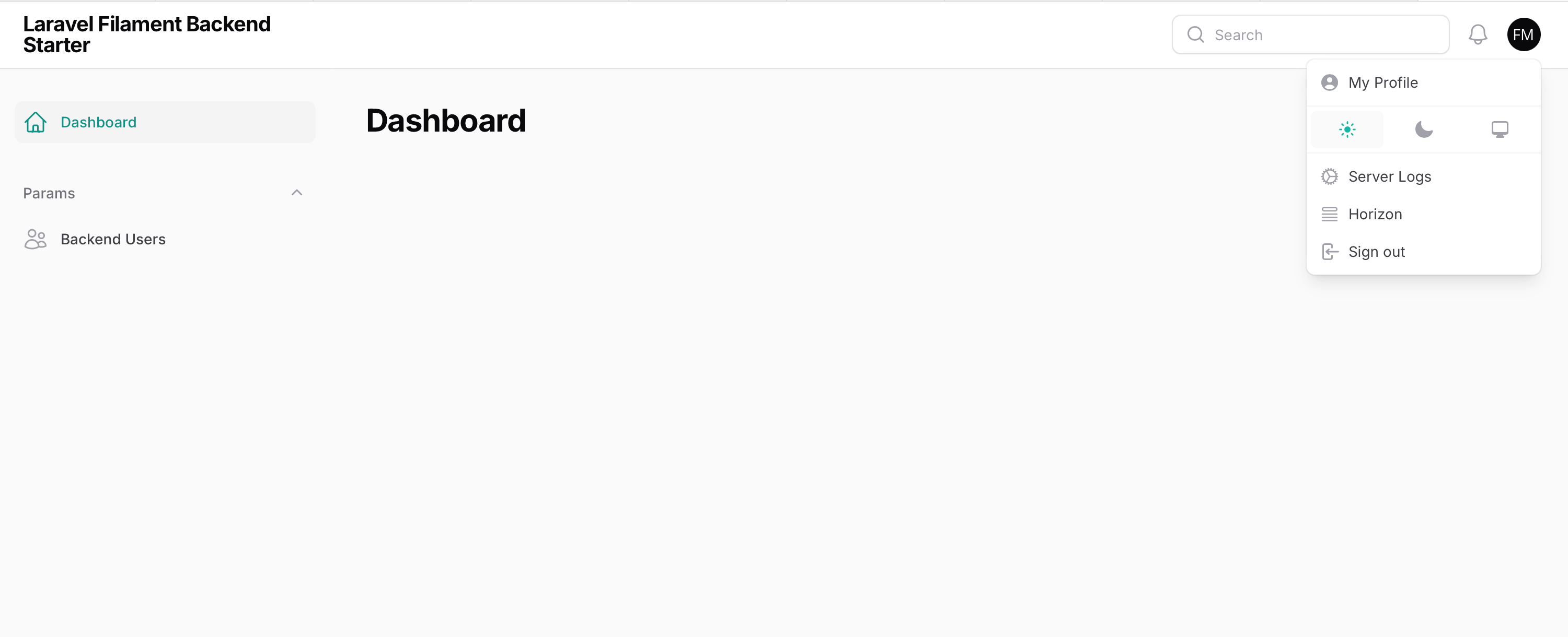 Laravel Filament Backend Dashboard Overview