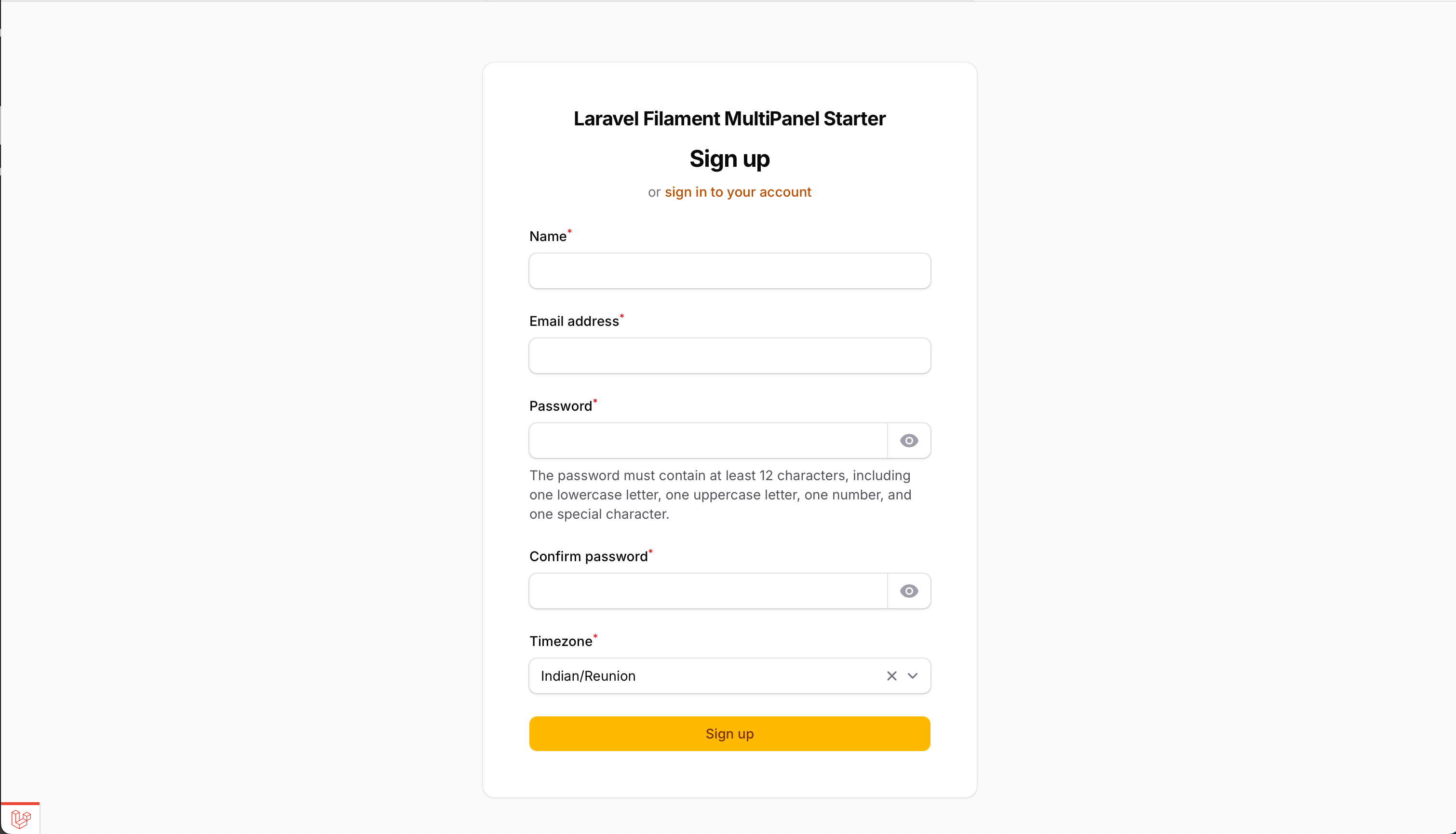 Laravel Filament Member Panel Registration
